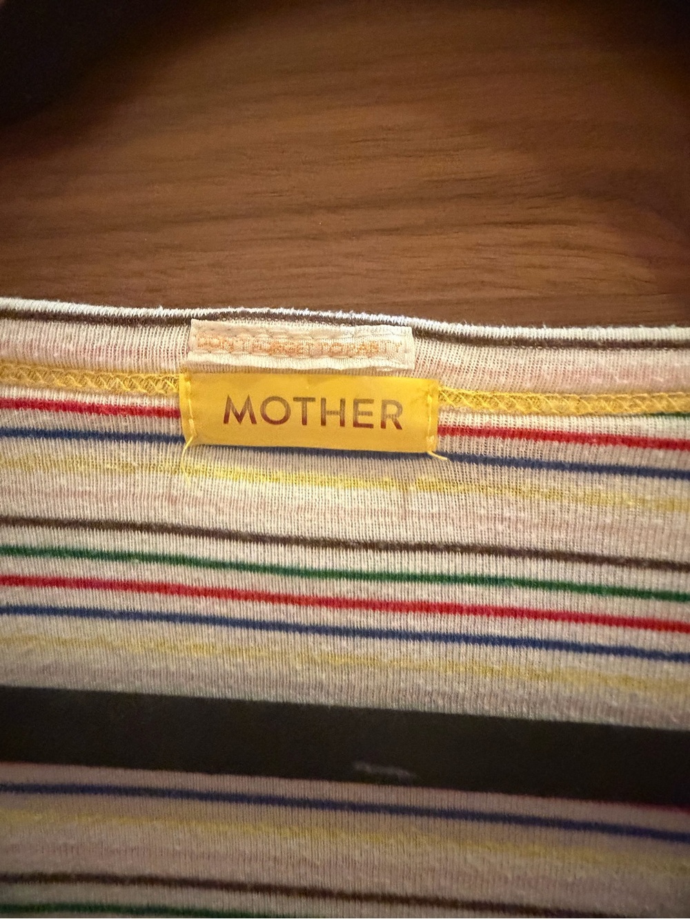 MOTHER The Itty Bitty Throwback Tee Rainbow Stripe V-Neck Large - Picture 3 of 7